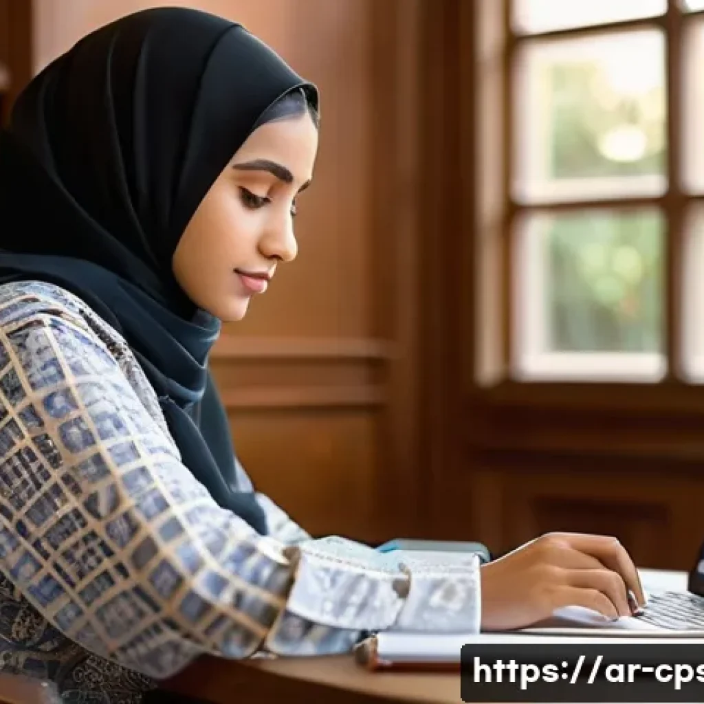 임상심리사 시험 합격률 - **Prompt 1: Organized Study and Early Preparation**
    "A young Arab woman, wearing a modest yet fa...